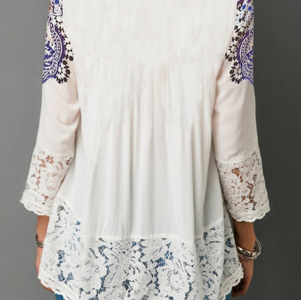 Tribal Print Patchwork Blouse - image 2